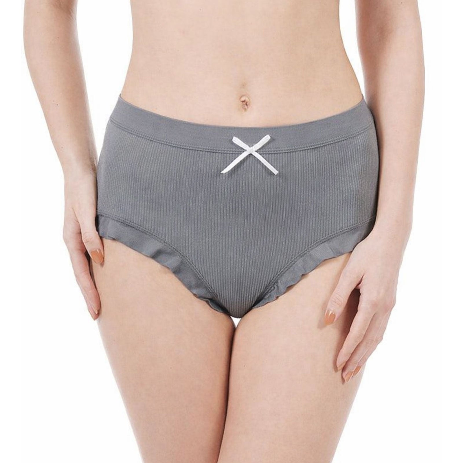 Women’s High-Waist Ribbed Cotton Briefs – Soft, Breathable Everyday Underwear